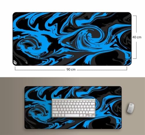 Image of Saco XXL Gaming Mouse Pad for PC - Large Desk Mat 900x400x3mm, Extended Non-Slip Rubber Base, Waterproof Surface, Liquid Wave Design, Big Keyboard Mouse Pad for Office & Home Setup
