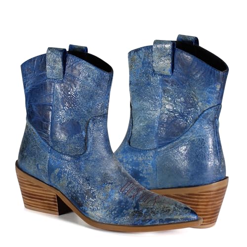 Diba True Womens Rave Lion Western Pull On Pointed Toe Casual Boots Ankle Mid Heel 2-3" - Brown2