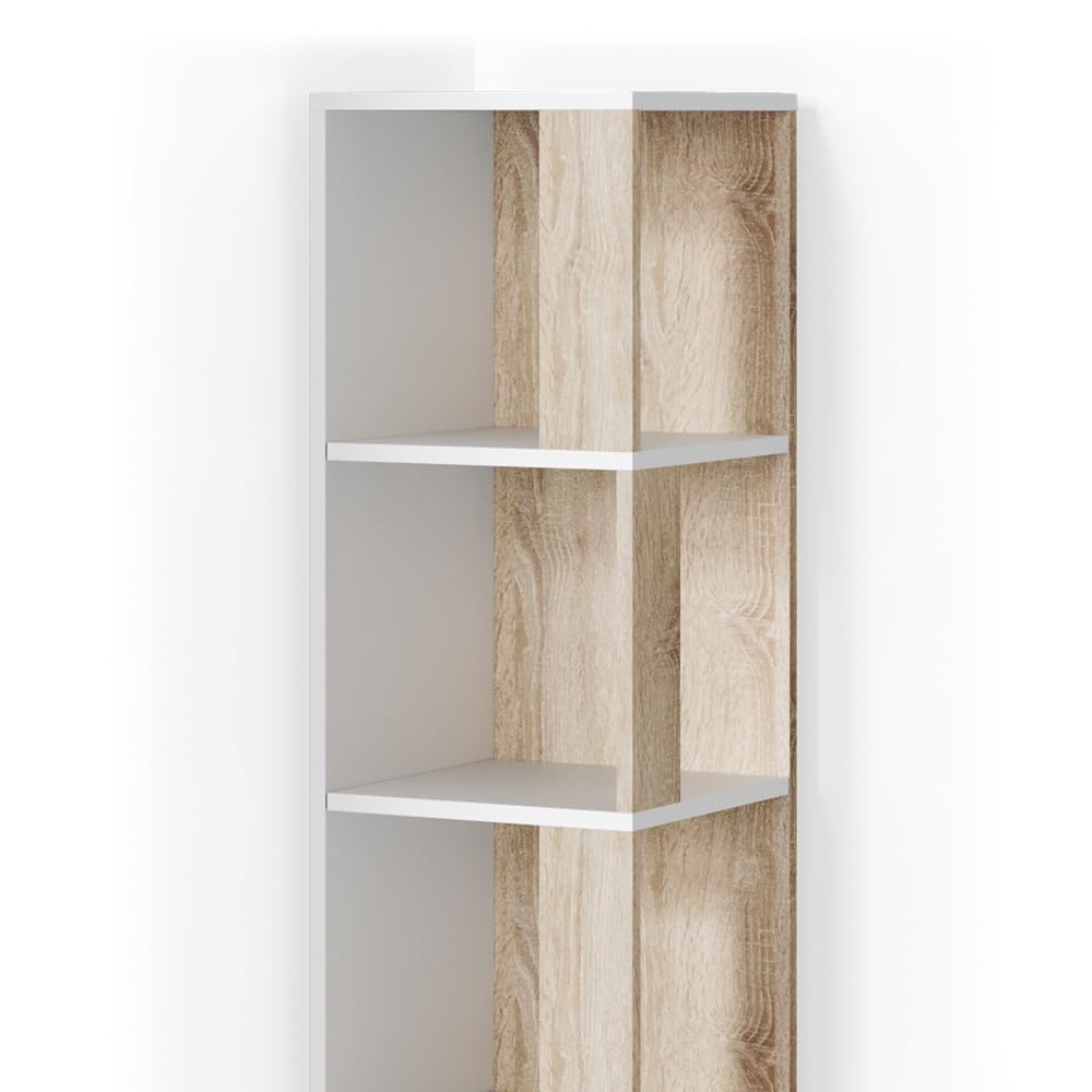 Vicco Estante de Esquina Lio, Sonoma, 33.3 x 162.2 cm, para almacenar Libros y Objetos Decorativos en Esquinas de la habitación