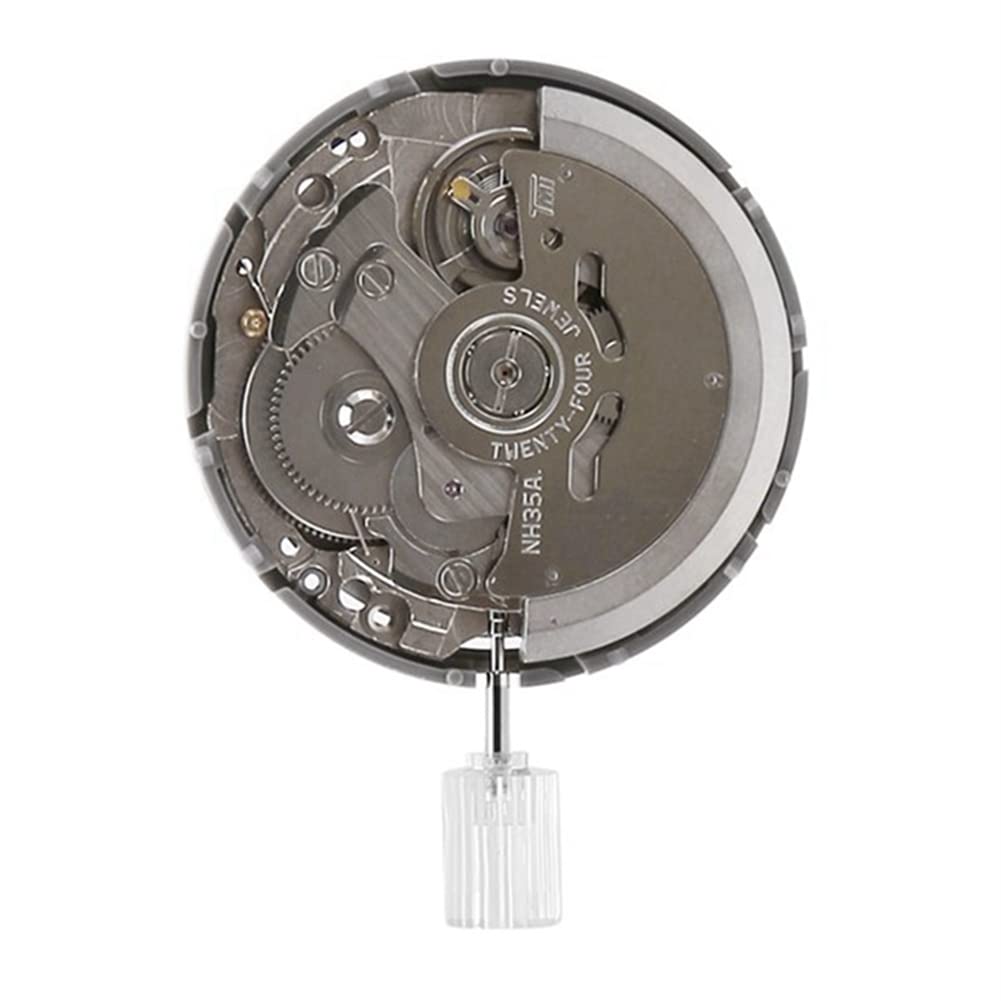 Orton NH35 NH35A Uhrwerk Hohe Genauigkeit Mechanische Uhr Bewegung Datum bei 3 Datumsrad 24 Juwelen Automatische Selbstaufzug, Silberfarben und Weiß