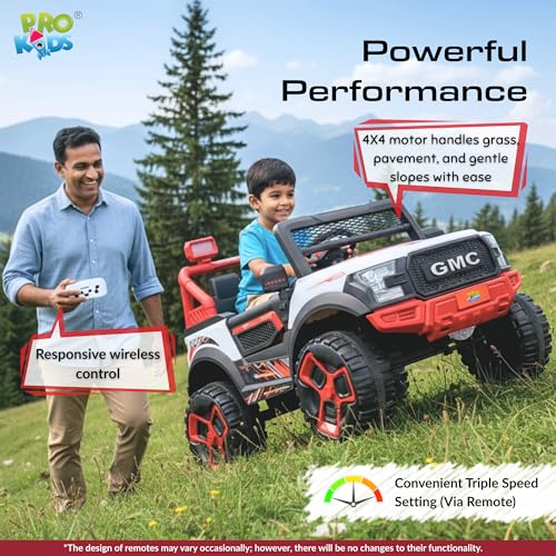 Image of PRO KIDSRanger 12V Battery Operated Jeep for Kids with Remote Control, Bluetooth, USB & AUX | Ride-On Electric Car with LED Lights, Music & Seat Belt | Boys & Girls (1-8 Years)