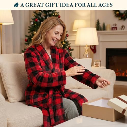 Image of PAVILIA Womens Robe Fleece Plush Soft, Fluffy Fuzzy Cozy Warm Bathrobe, Shower Spa House Long Robe for Women