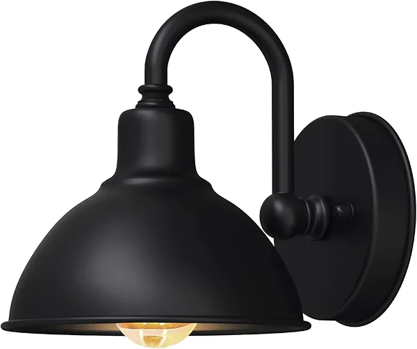 Naurham Barn Light Gooseneck Light- Small Farmhouse Outdoor Lighting, 1-Light Outdoor Gooseneck Lighting Farmhouse Wall Sconce for Patio Porch Garage (6.4" Diameter, 1pc)