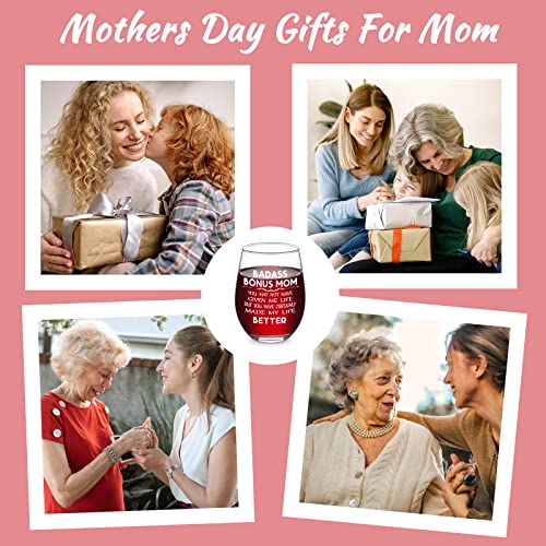 Dazlute Bonus Mom Gifts, Bonus Mom You May Not Have Given Me Life Stemless Wine Glass For Stepmom Bonus Mom Mother In Law, Mothers Day Gifts Birthday Christmas Gifts From Stepdaughter Stepson, 17Oz #TOP4