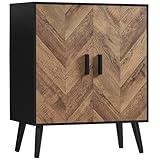 TEENFON Farmhouse Storage Cabinet with 2 Adjustable Shelves, Bathroom Cabinet with 4 Doors, Kitchen Cabinets, Cupboard for Kitchen, Living Room, White