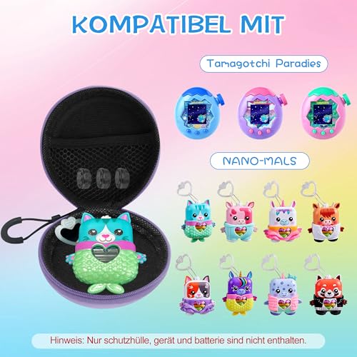 Schutzset für Tamagotchi Paradise – Hartschale aus Eva, Schlüsselband und Halsgurt. Stoßfest, staubdicht, mit zuverlässigem Schutz, Kompakt, einfach zu tragen, perfekt passend (Lila)