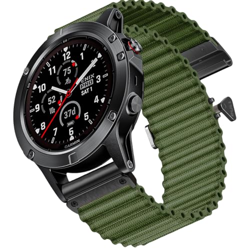 Ocean Ultra Trail�o���h 22mm Garmin Fenix 8 & 7�V���[�Y�p�ɐ݌v Quickfit 22 Watch�i�C�����o���h Forerunner 965/945/Approach S70�p (�A�[�~�[�O���[�� 22mm)