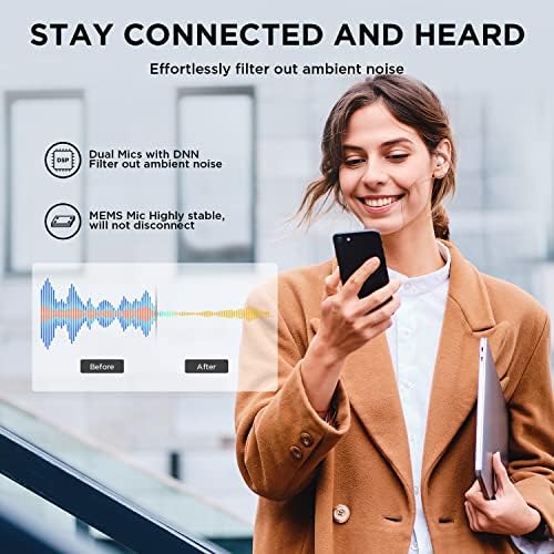 1MORE ComfoBuds Mini Hybrid Active Noise Cancelling Earbuds, In-Ear Headphones with Stereo Sound, Bluetooth 5.2 Headset with 4 Mics, Clear Calls, Wireless Charging, Soothing Sound, Waterproof, White