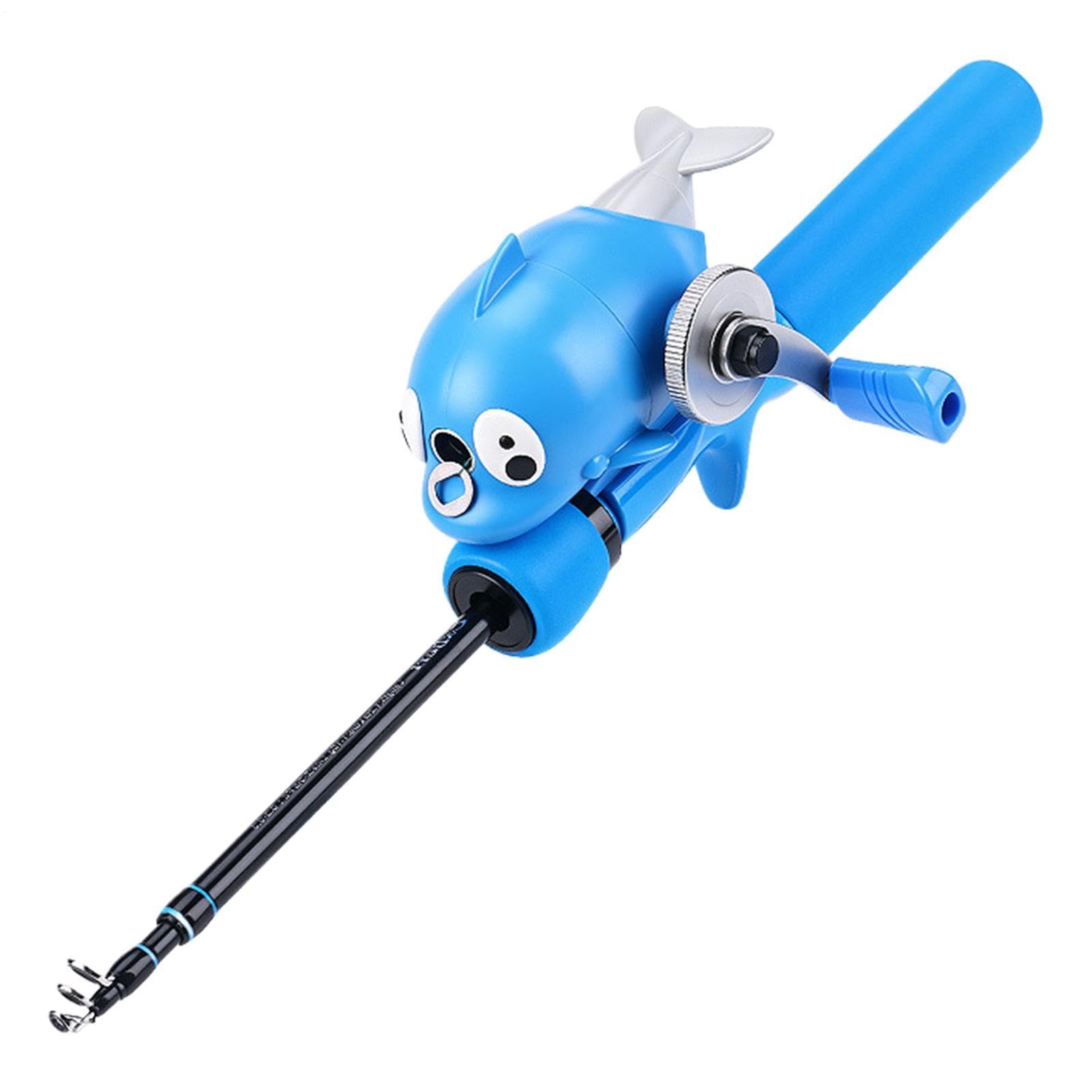 Canne À Pêche Enfant Dauphin Télescopique Portable avec Moulinet