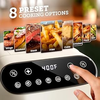 Kismile 4.5QT Glass Air Fryer, BPA-Free Non Toxic AirFryer with Digital Touch Control, 1500W Portable Airfryer, Dishwasher Safe Basket, Up to 400°F, Cooks with 95% Less Oil(White)