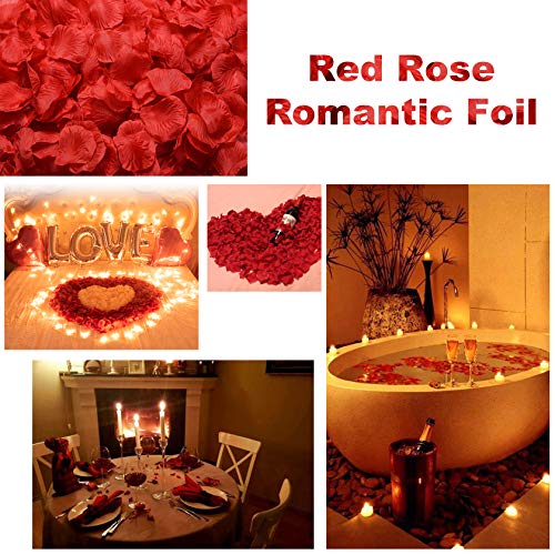 Image of 1000PCS Fake Rose Petals for Romantic Night Romantic Festive Atmosphere Creation for Marriage Proposa Wedding Valentine's Day Decoration Party Activities(Red)