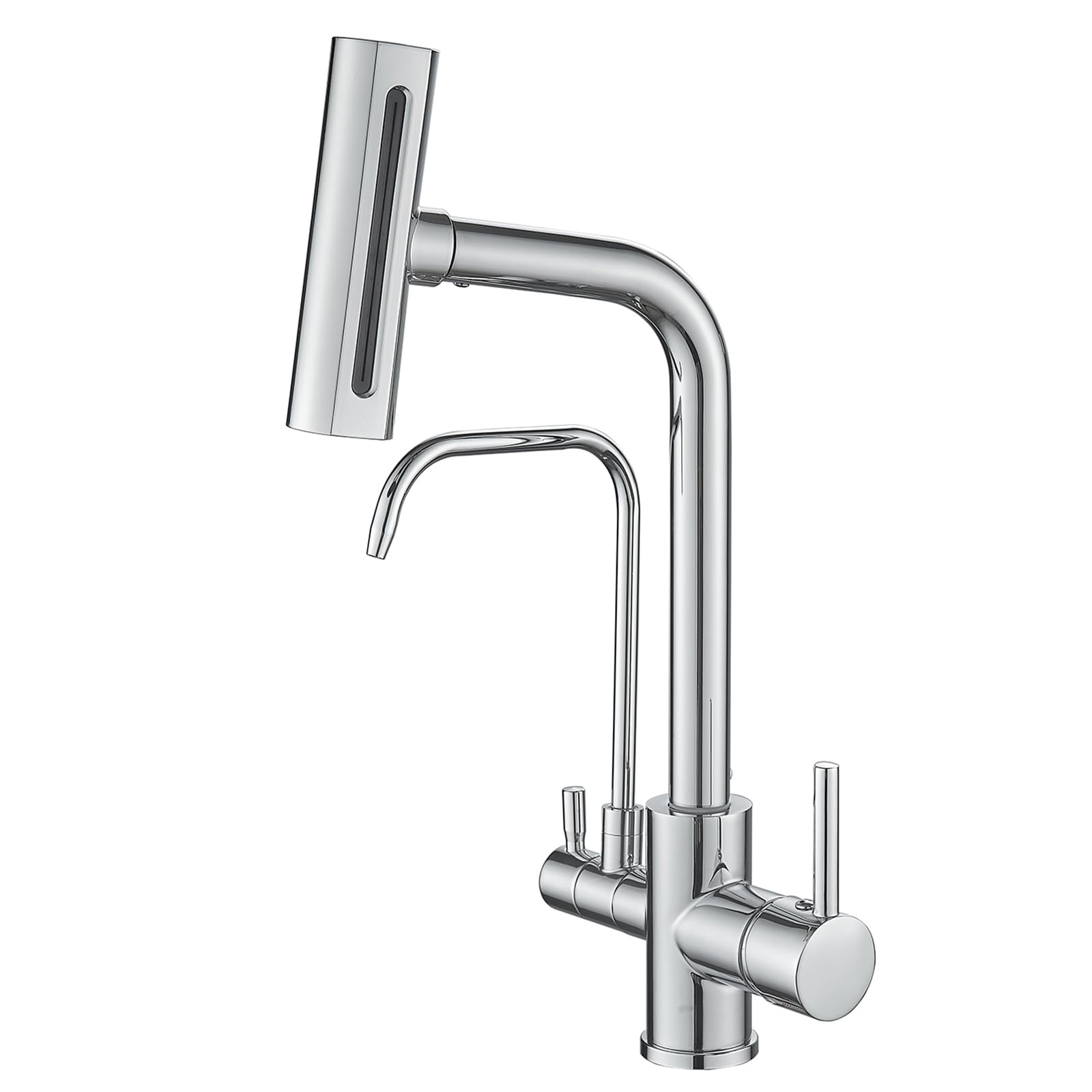 ZYCHSJXA Drinking Water Tap Chrome Brass 3 Way Filter Kitchen Taps Sink Mixer Rotating Faucet