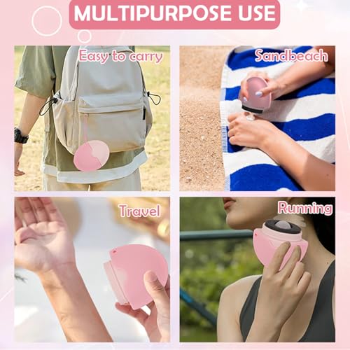 Tirlsy Sunscreen Applicator For Kids, Roll on Sponge Applicator for Sunscreen -Sunblock Buddy Brush Set with Protective Caps, Sun Lotion Applicator Sun Cream Brush for Adults & Families Travel, Pink