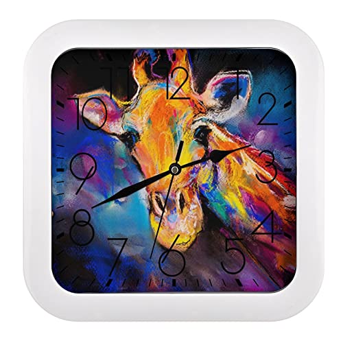 Pendule murale girafe moderne silencieuse horloge murale 26x26cm maison et bureau - 2