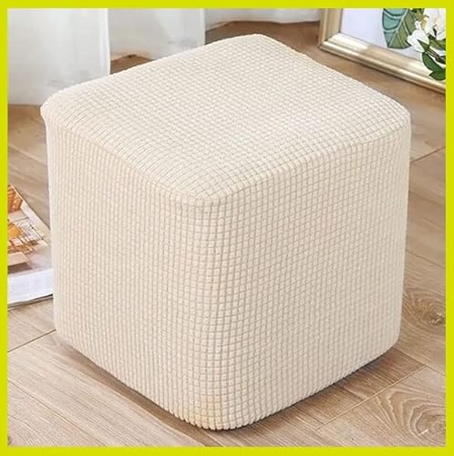 Funda Otomana Cuadrado de Tejido Jacquard, Funda de Reposapiés de Sofá, Funda para Taburete Elástica Extraíble Lavable Protector de Puff con Parte Inferior Elástica (Color : A, Size : 35X35CM) Cover