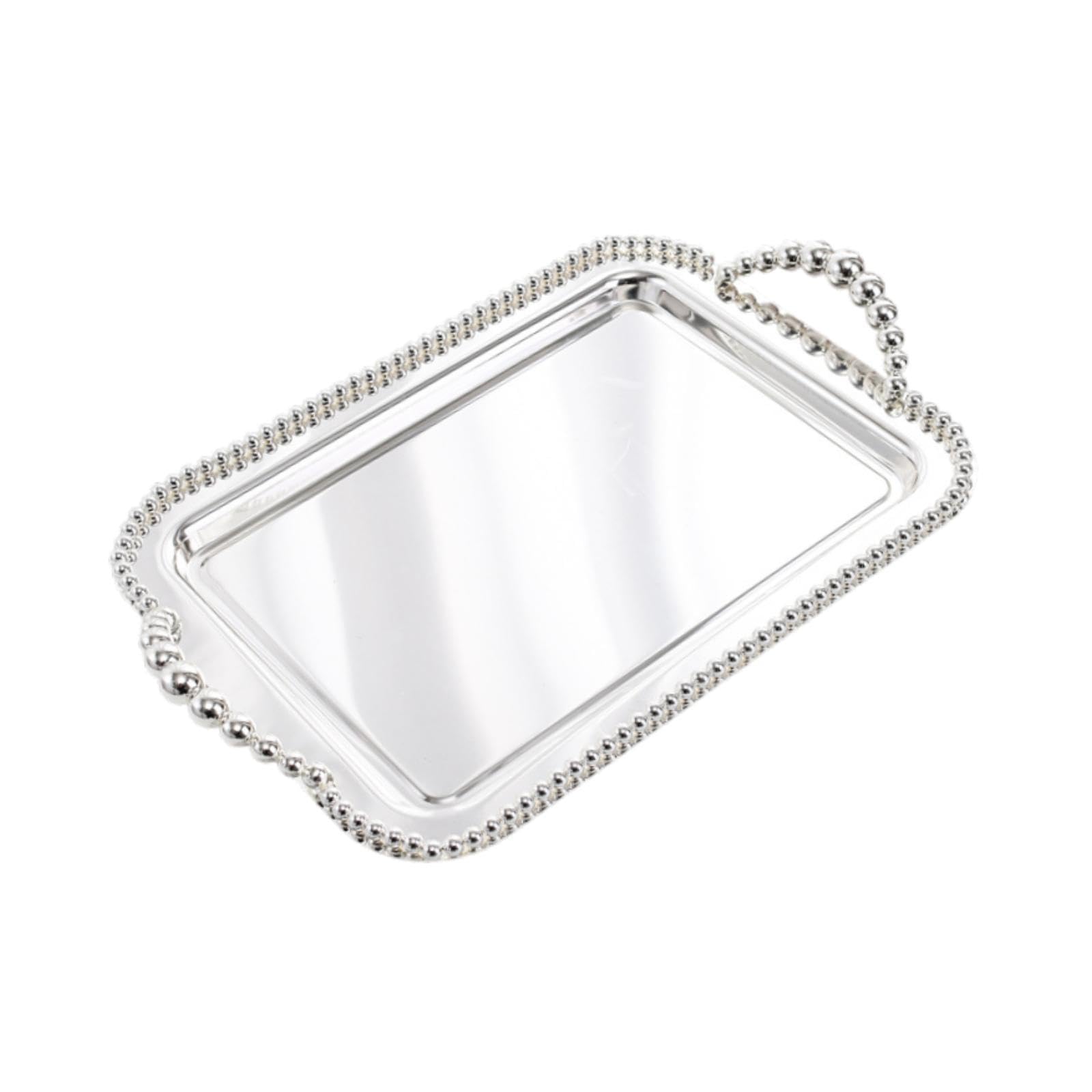 Bandeja de Servicio Decorativa con Asas Laterales Bandeja Rectangular Portavasos Bandeja para Servir Té Y Café Organizador de Accesorios Y Platos, Argén, Individual