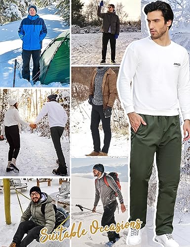 Nadeer Jogginghose Herren Thermo Gefütterte Hosen, Skihose Outdoorhose Wasserdicht Arbeitshosen, Männer Winddicht Winterhose Warm Softshellhose mit Kordelzug, Zwei Taschen