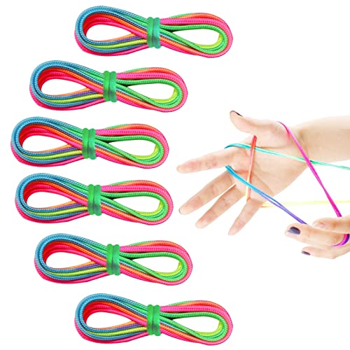Cordón Arcoíris,16 Pcs Cuerda de Dedo,Juego de Cuerda de Dedo,Rainbow Rope,Juguetes de Habilidad de Dedos,Juegos y Juguetes de Habilidad de Dedos de Largo,Juego de Hilos para Niñas y Niños