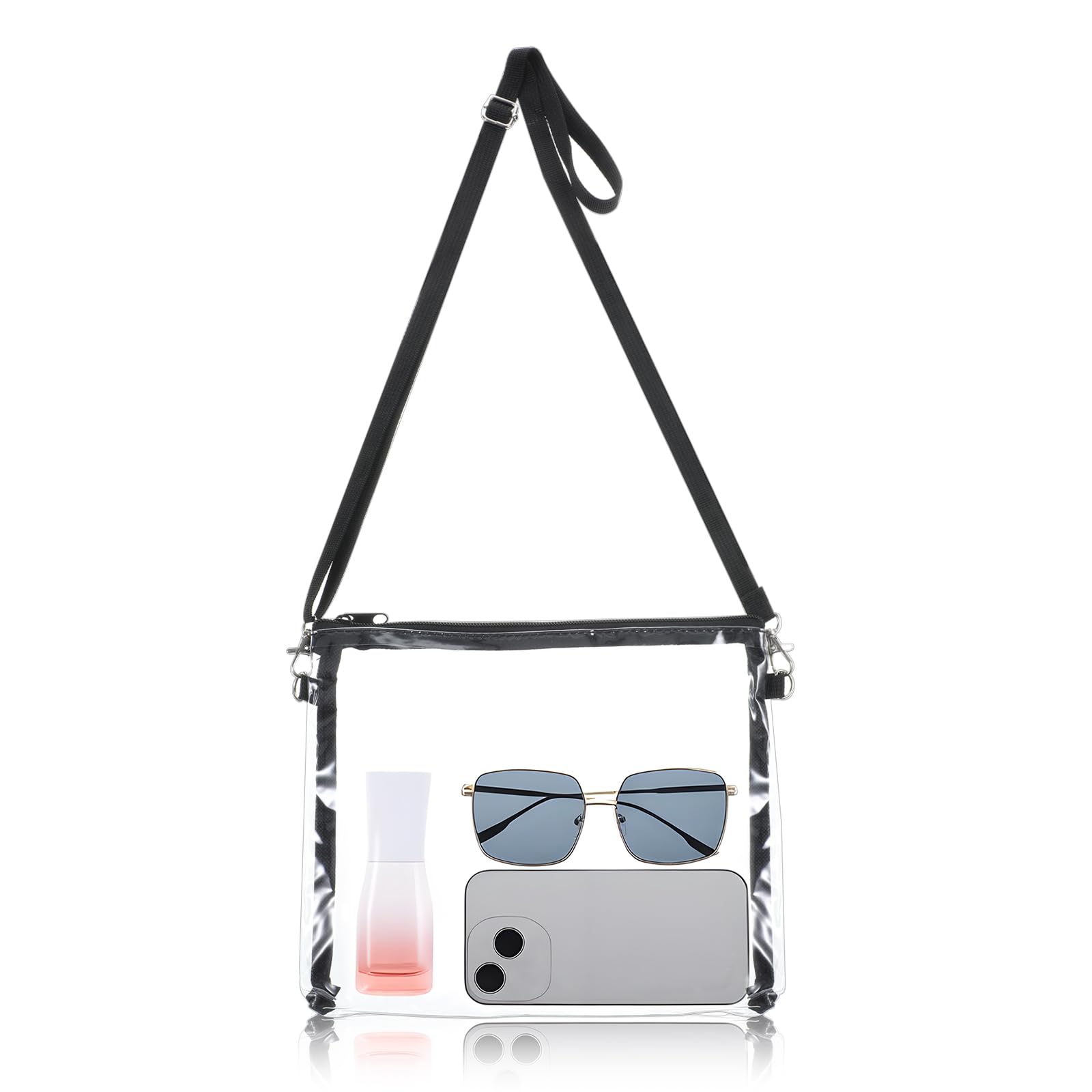 Clear Purses for Women with Adjustable Strap Clear Bag Stadium Approved Stadium Approved Crossbody Zipper Handbag Crossbody Bag