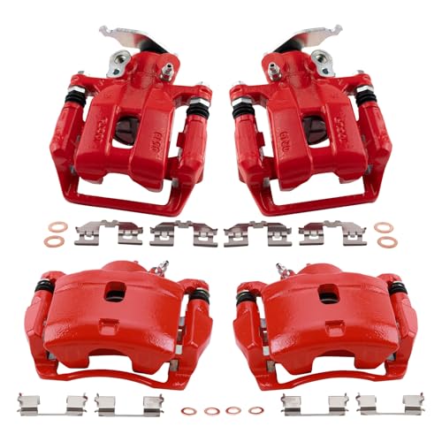 Image of TRQ Performance Front and Rear Brake Caliper Set Coated Brackets Compatible with 2013-2017 Honda Accord