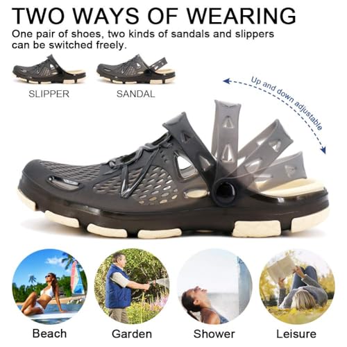 beister Mens Clogs Non Slip Water Shoes with Adjustable Strap, Lightweight Slip on Mules Garden Kitchen Outdoor Beach Yard Pool Shower Summer Sandals Slippers2