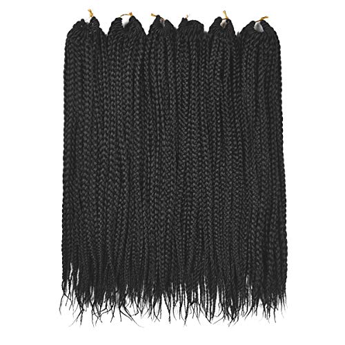 12 Inch Crochet Box Braids Hair - Short Crochet Box Braids,Box Braid Crochet Hair,Crochet Box Braids Pre Looped,100% Kanekalon Crochet Braids Box Braids,1Cm In Diameter 3X,6 Packs 132 Strands(#1B) #TOP1