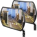 Geetery 2 Pcs 18' X 12' Garage Convex Security Mirror Outdoor Indoor Round Rectangular Acrylic Traffic Corner Mirror Blindspot for Wall Parking with Protective Film for Driveway