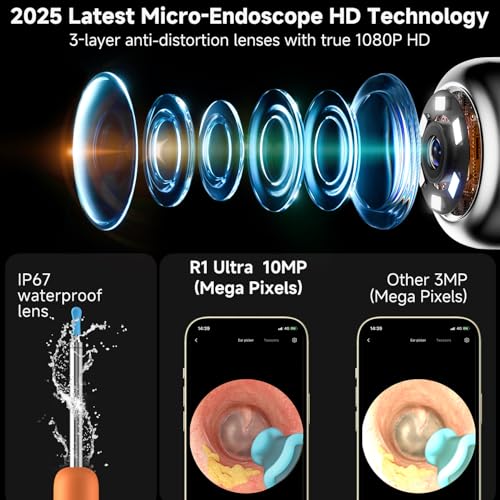Image of BEBIRD R1 Ultra Ear Wax Removal, Ear Cleaner with Camera Ear Scope, Wax Remove Ear Pick with Ear Otoscope Tweezers, Visual Dropper Cleaning Kit, Ear /Nose /Throat Examination Tool for Family, Orange