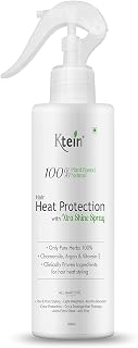 Ktein Hair Heat Protection Xtra Shine Spray, 100% Plant Based, with Argan, Chamomile & Vitamin E, All Hair Types, 200ml