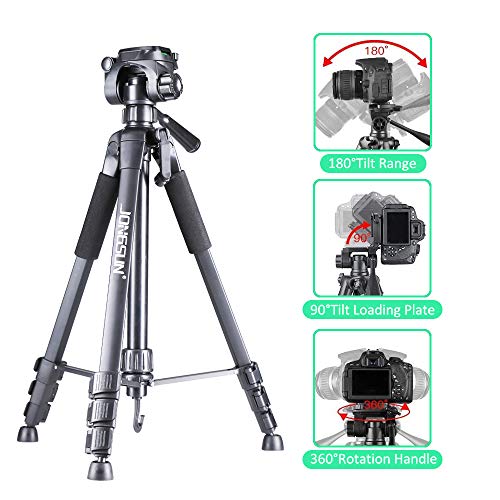 JONGSUN Kamera Stativ, 150cm Professioneller Reisestativständer aus Aluminium für DSLR SLR Kamera, mit Tragetasche… – Bild 5