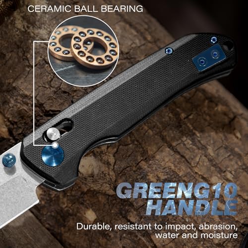 Image of Dispatch Axis Lock Folding Pocket Knife with Clip, 3.46 inch D2 Steel Drop Point Blade and G10 Handle, Crossbar Lock Knives for Men Women Camping Hiking Survival Pocketknife