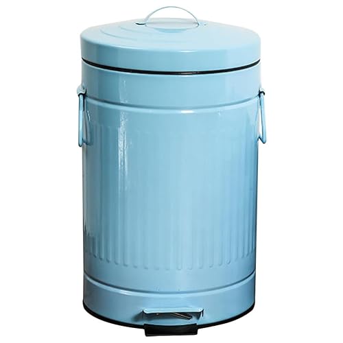 Miniatura 4 de GANAZONO Cubo de basura con tapa, para baño, con tapas y asa, de metal, de 5 litros, papelera redonda vintage con pedal para exteriores, granja,