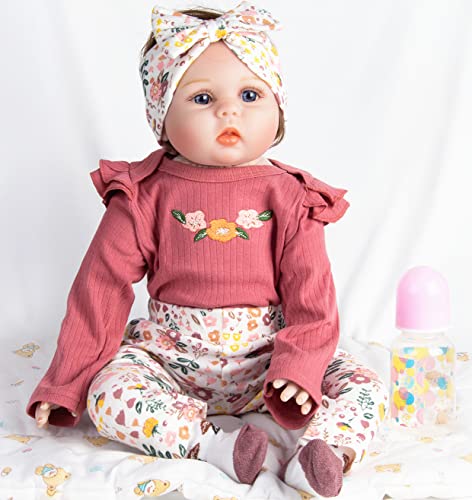 Pedolltree Reborn Baby Doll Clothes 22 inch Girl Outfit Accessories for 20-22 Inch Reborn Doll Baby Girl Doll Clothes 4pcs Set, Medium