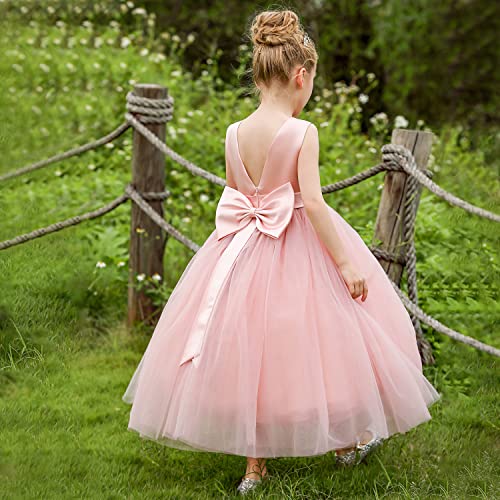 ABAO SISTER Flower Girls Satin Tulle Princess Pageant Dress for Wedding Kids Party Prom Ball Gowns Dresses2