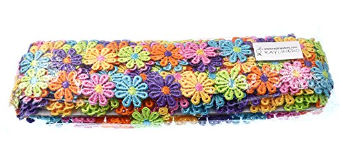 RayLineDo 15 Yards Colorful Flower DIY Lace Applique Sewing Craft Lace Edge Trim Ribbon Edging Trimmings Fabric Embroidery Polyester for Wedding Dresses Embellishment DIY Party Decor Clothes - Thumbnail 5