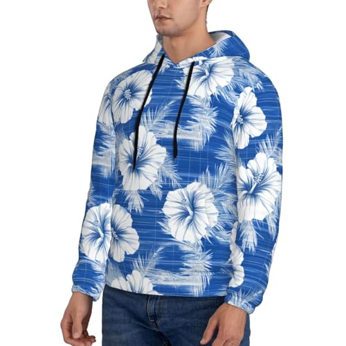 Hoodies For Men - Hawaiian Hibiscus Blue Print Long Sleeve Casual Men'S Hoodies & Sweatshirts Pullover With Pocket3