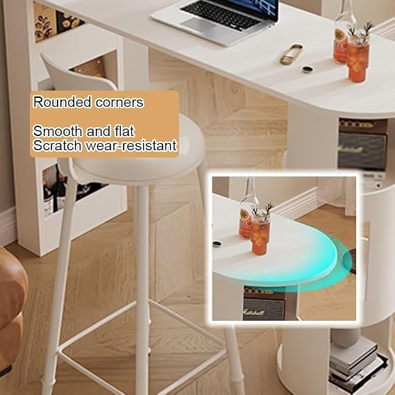 Home-use Bar Table, Integrated Kitchen Partition with Guardrail, Leisure Counter Desk with Shelving for Kitchen Dining Room Entryway(140x50x105cm)