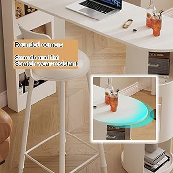 Home-use Bar Table, Integrated Kitchen Partition with Guardrail, Leisure Counter Desk with Shelving for Kitchen Dining Room Entryway(140x50x105cm)
