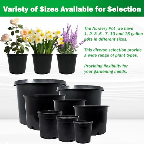 YSMN Nursery Pots with Drainage Holes Pack of 10 Pcs 7 Gallon and Plant Label Flexible Seedling Pots Seed Starting Planter for Indoor Outdoor Flowers Succulents Cactus by YSMN - Image 5