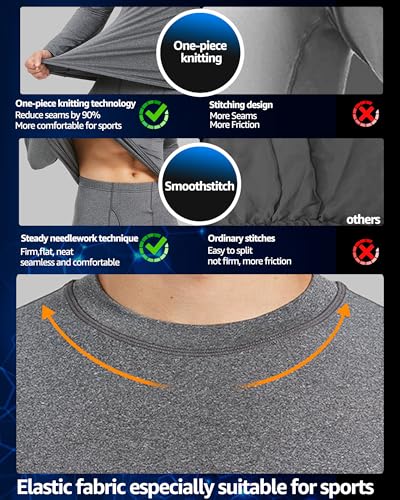 UNIQUEBLLA Long Johns Thermal Underwear Set for Men Thermal Base Layer Cold Weather Bottom Top Grey