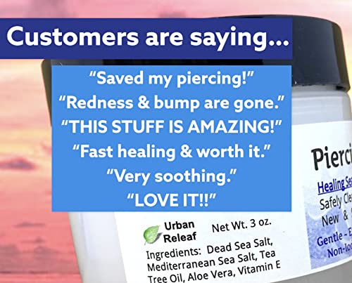 Urban ReLeaf PIERCING CARE ! Healing Sea Salts & Botanical AFTERCARE ! Safely Clean & Heal New & Stretched Piercings. Effective Non-iodized. Vitamin Rich. Dead Sea Salt & Botanicals (1)