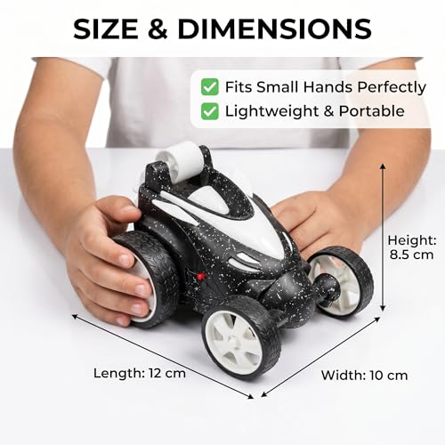 Image of SMART BOY 360 Rechargeable Remote Control Stunt Car for Kids Boys & Girls, Glitter Design with Mist Smoke Fogg Effect, Anti Skid Rubber Tires for Indoor Outdoor Safe Play 379sm Black
