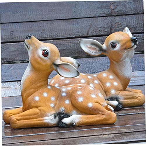 Kuyyfds Sika Deer Statue, 2Pcs Sculpture Ornaments Animal Model Outdoor Garden Decoration, Garden Animal Statues Decoration Resin Deer Statue Sculpture Garden Ornaments Outdoor #TOP6