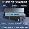 SODOLA 5 Port 10G Easy Web Managed Switch,5X 10GBase-T Ports- Link Aggregation, QoS,VLAN,IGMP, 10Gb Switch for Network Management