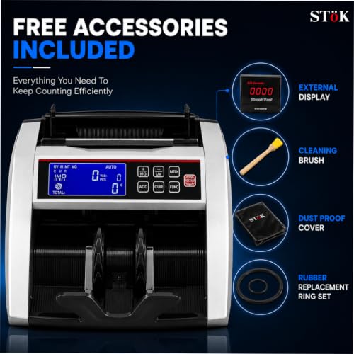 Image of SToK MC03 Business Grade, Heavy-Duty Note Counting Machine with Value Count, Fake Note Detection UV /MG /MT /IR Sensors with External Display (1 Year Warranty)