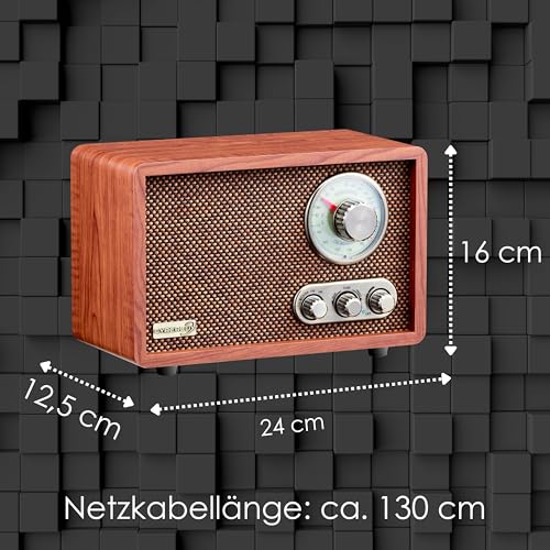 Nostalgie Kompaktanlage | Radio Holz mit Bluetooth | USB | SD Karten Slot | FM/AM | Musikanlage Retro Style | Stereoanlage | Küchenradio | Nostalgie Vintage Radio – Bild 8