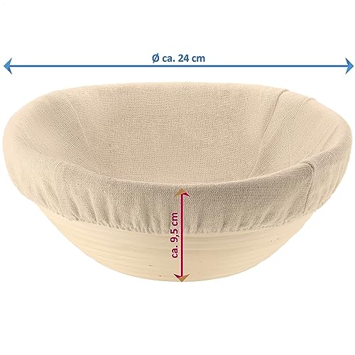 Miniatura 7 de Robin Goods Cesta De Fermentación Con Inserto De Lino Lavable - Cesta De Fermentación De Mimbre Natural - Cesta De Pan Cesta De Fermentación Redonda - 1 Pieza