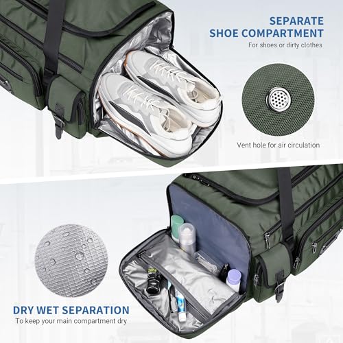 WITZMAN Duffle Bag for Men Large 54L Travel Duffel with Shoe Compartment by WITZMAN - Image 4
