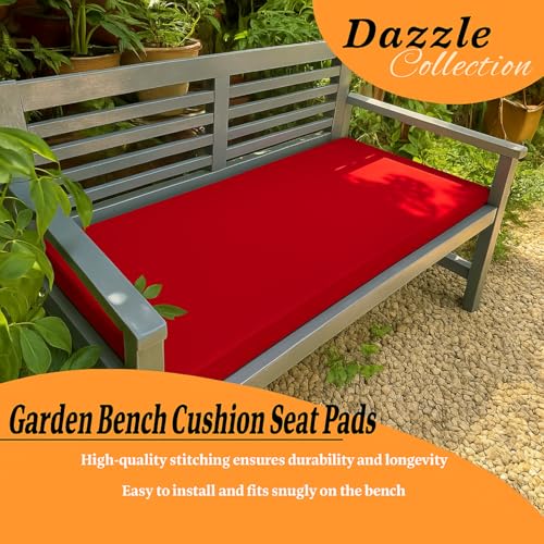 Dazzle Collection Waterproof seat pads for garden chairs Indoor & Outdoor Garden Sofa Foam Seat Pad patio bench Cushions Pad (3 Seater Bench 140CM x 45cm x 5cm, Red) - Image 2