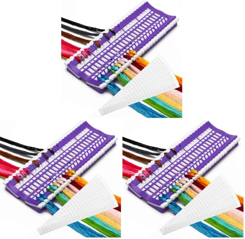 Image of 50 Positions Floss Organizer Embroidery Shelf, Luxiv Thread Organizers for Cross Stitch Embroidery Thread Holder with 15Pcs Replaceable Paper Card Sewing Needle, Embroidery Floss Organizer (Pack of 3)